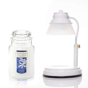 Aindy Timer 白色蠟燭加熱器 + Yankee Candle 大號 623g 套組, 1套, 午夜茉莉