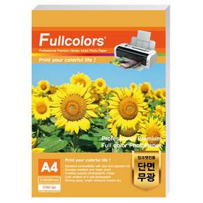 Fullcolors 全彩 噴墨單面列印霧面相片紙, A4, 100張