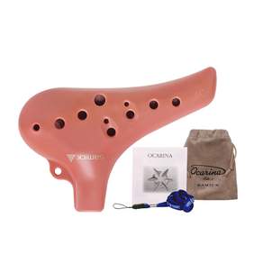 samick 三益樂器 Ocarina Alto C+奢華背帶+小袋套組, 珊瑚粉, SPO-N10AC