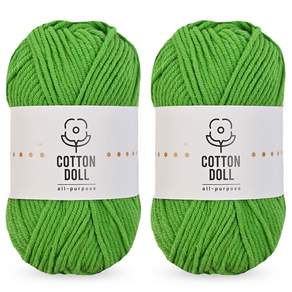 Knitt Cotton Doll針織線 50g, 25亮綠色, 2個