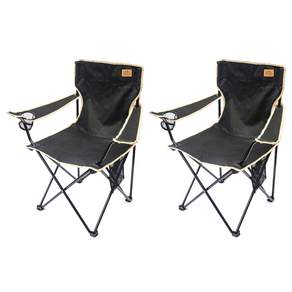 Outdoor-Forest 戶外露營摺疊椅(附收納袋), 黑色, 2入
