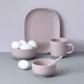 BOWLBOWL Retro-Line 一人餐具組 M號, 飯碗+湯碗+馬克杯+盤子, 薰衣草紫, 1組