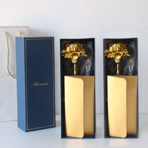 MORIANN 鍍金康乃馨禮盒+提袋組 2入, 金色（康乃馨、零用錢）、海軍藍（禮盒）