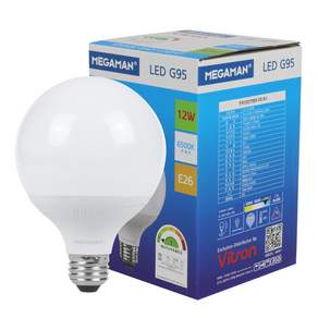 MEGAMAN LED燈泡 G95 12W, 白光, 1組
