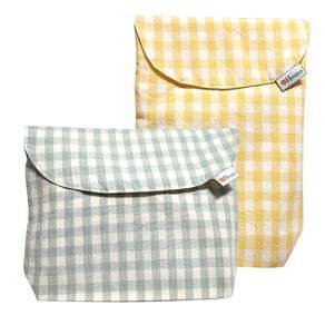hwamo baby 尿布防水格紋收納包 2入組, 薄荷色(橫款)/黃色(豎款)