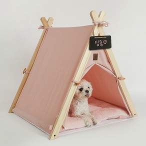 DING DONG PET 寵物木質帳篷, 粉色的