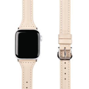 MOHARLAB Apple Watch 3/4/5/6/7/SE 皮革錶帶+保護貼, 03奶油, 40mm