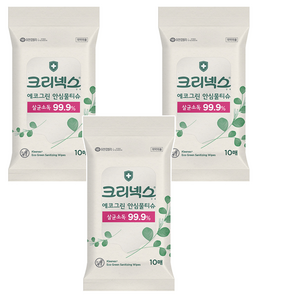 크리넥스 에코그린 안심물티슈 휴대형, 10매입, 3개, 5.96g