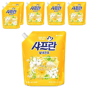 샤프란 실내건조 섬유유연제 로맨틱 코튼 리필, 2.3L, 6개