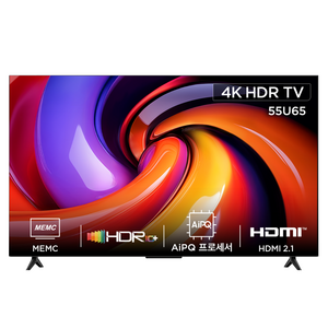 아이팔콘 4K UHD HDR 스마트TV, 138cm(55인치), 55U65, 스탠드형, 방문설치