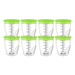 베베락 국내 제조 국산 밀폐형 이유식 용기, 240ml, 그린, 8개