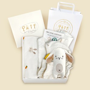 ikii 신생아 오가닉 긴소매 바디슈트 7종 출산 선물세트 + 쇼핑백