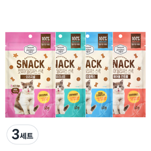 캣퓨어 고양이 딜리셔스 스낵 4종 세트, 혼합맛(닭고기/참치), 3세트