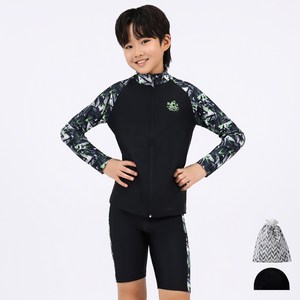 아쿠아티카 남아용 집업래쉬가드 + 스윔팬츠 + 스판수모 + 비닐백 AQA374