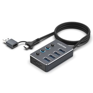 유니콘 4포트 개별스위치 USB허브 USB3.2 Gen1 1.2m NH-400SW, 상세 설명 참조, 1개