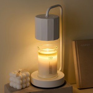 에인디 캔들백화점 타이머 타입 모던 큐브 캔들워머 + 소이캔들 370g 세트, 화이트(캔들워머), 파인 유칼립투스