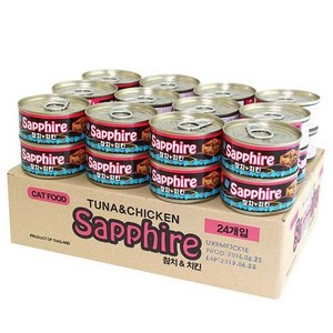 사파이어 젤리 80g 고양이캔 24개입 참치+치킨, 1.92kg, 24개