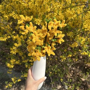 개나리 모루꽃다발 봄에 피는 꽃 diy 인테리어소품 화병 돌봄교실 동아리 미술놀이 방과후, 1개, 개나리 꽃다발 diy
