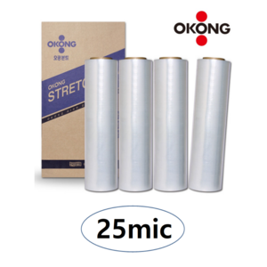 오공 스트레치필름 공업용랩 포장랩, 0 25mic x 500mm x 250m, 4개
