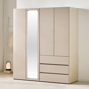 멜로우 LPM 1600 3서랍 거울도어 옷장 장농, 모카그레이
