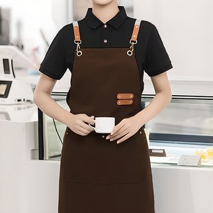 블랑닷 생활방수 공방 미용 바리스타 카페 앞치마, 1개, 다크 브라운