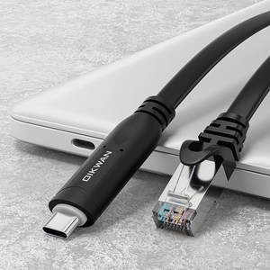 Type-C타입 TO RJ45 콘솔케이블1.8m(정품FTDI FT232RL+ZT213 칩사용)모뎀/라우터/방화벽등 콘솔포트와 시리얼기반 시스코장비 연결케이블 (대량 주문제작 가능), 1.8m, 1개, C타입 TO RJ45/블랙