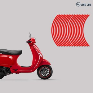 LINE CUT 베스파 LX125 전용 휠스티커 림테이프 데칼스티커, 빨강, 1개