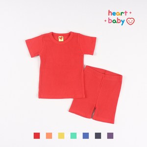 하트베이비 여름 아동용 무지개골지 반팔 실내복