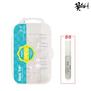 꽃소니 엔리안 스퀘어팁 클리어 내츄럴 100팁 인조손톱, 1개, 스퀘어 클리어 100