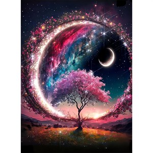 메이스 DIY 보석 십자수 자석액자세트 30x40, 1개, 달밤
