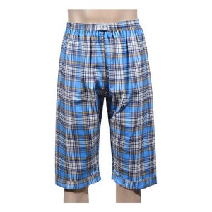 면100 특수 실켓가공 남성 체크무늬 8부 파자마