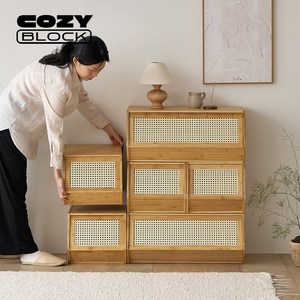 코지블럭 뱀부 원목 수납장, 3개