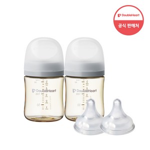 더블하트 모유실감 3세대 PPSU 모먼트 트윈팩 160ml+젖꼭지(2입), 새벽그레이, 3세대 젖꼭지S, 1개