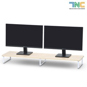 7NC 울트라형 듀얼 모니터받침대 가로1100x폭310mm 초대형 높은 모니터선반 우드, 1개, 11cm눈높이_(35Y)베이지