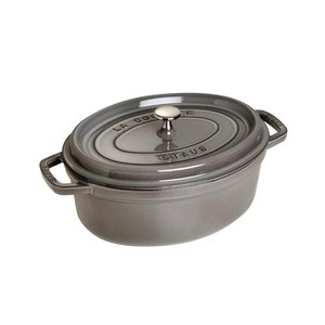 STAUB 코코트 타원형 에나멜 주철 로스팅 냄비 37cm 인덕션 프랑스 독일, 그레이, 1개