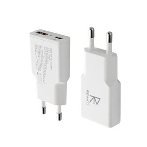리와트 초슬림 멀티 포트 PD3.0 QC3.0 어댑터 30W GaN 초고속 충전기, 1개, 화이트