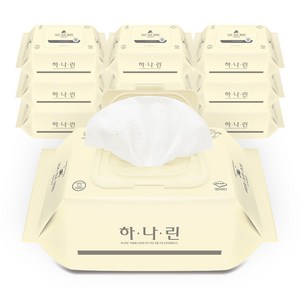 하나린 아기물티슈 80매입 10개 도톰 엠보싱 부드러운 캡형, 80매