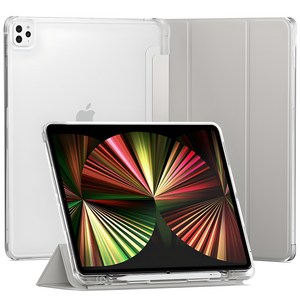 신지모루 클리어 애플펜슬 수납 태블릿PC 케이스, 웜 그레이