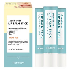 모모쏘우 슈퍼배리어 립밤 스틱 3개/자외선차단 입술 보습 각질 케어, 3.2g, 3개