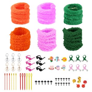 6개 세트 DIY 모루 인형 만들기 키트 키링 부자재 악세사리 포함 밍크 뽀글 철사 털인형 꾸미기 털철사 눈 코 재료 털모루 소품 풀 패키지, R99835E(밍크뽀글 E 키트, 1세트, 1개