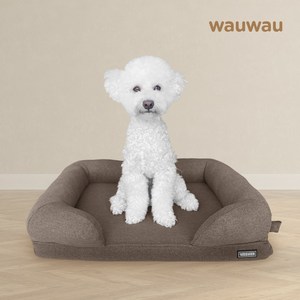 와우와우 강아지 슬개골 탈구예방 디스크완화 풀 메모리폼 방수 방석, 라이트 브라운, 1개