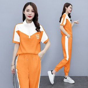 NEW 봄여름 여성 캐주얼 트레이닝복 반팔티 9부 바지 투피스 루즈핏 상하세트여자 츄리닝세트 투피스세트 운동복세트 빅 사이즈 여성의류 4XL