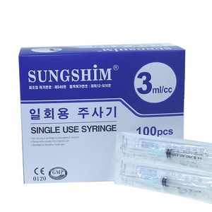 성심 일회용주사기 3ml 24Gx19mm 100개입, 1개