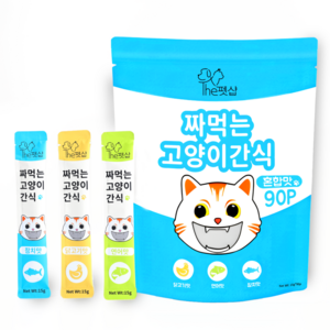 더펫샵 짜먹는 고양이 간식 츄르 대용량 혼합맛, 90개, 15g, 참치+연어+닭고기