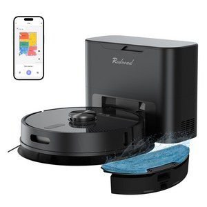 Redroad R10 2in1 물걸레 로봇청소기 LDS센서 먼지비움 어플연동 블랙