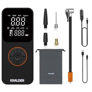 칼더 유무선 겸용 다용도 타이어 공기압 주입기 6000(2 000mAh x3) 올인원 휴대용 긴 에어펌프, 블랙, 1세트