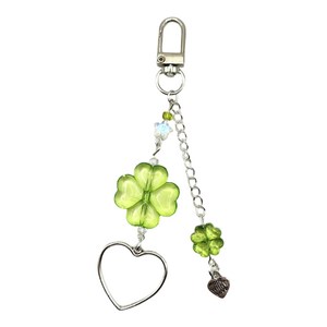 수라드 네잎클로버 키링 행운 열쇠고리 에어팟 버즈 꾸미기, 1개, 더블하트