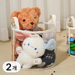 베스트팡 2p 세트 투명 장난감 정리 바구니 대형 수납 정리함 원형 보관함, 2개, R98695Q(투명