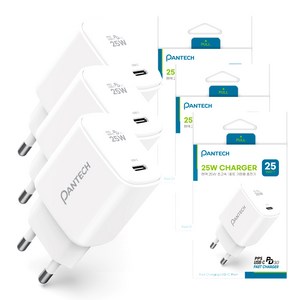 팬택 PD 3.0 PPS 25W 1P C타입 고속충전기 정품호환 케이블미포함, 화이트, 3개입
