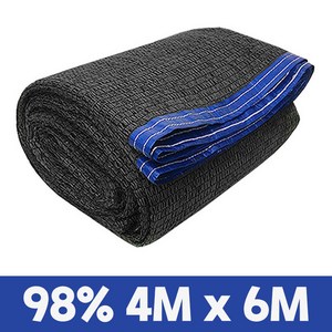 그늘애 차광막 98% 흑색 4면 봉재 UV 그늘막 차광망 차양막 빅사이즈 큰사이즈 옥상 세차장 햇빛차단 햇빛가리개, 98% 4mx6m(4면봉재)+로프10m